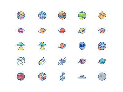 空间宇宙图标集矢量(Space universe icon set vector)