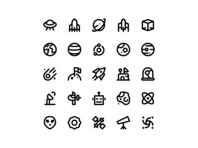 空间宇宙行星图标集矢量(Space universe planet icon set vector)