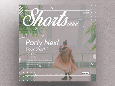 短裤 Mini Door Short 社交媒体帖子设计(Shorts Mini Door Short Social Media Post Desing)