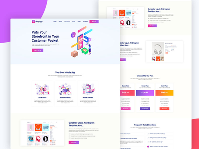 购物应用登陆 Psd 模板(Shopping App landing Psd Template)