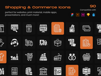 购物和商务线性图标(Shopping and Commerce Linear Icons)