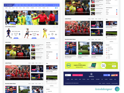 体育现场比分、新闻、流媒体和博客网站模板(Sports Live Score, News, Streaming and Blog Website Template)
