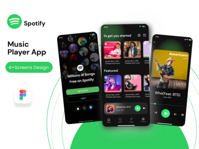 Spotify 重新设计概念 - 音乐播放器移动应用程序(Spotify Redesign Concept - Music Player Mobile App)