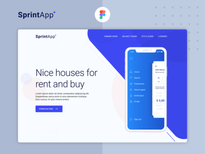 SprintApp - 移动应用登陆页面模板 (Figma)(SprintApp - Mobile app landing page template (Figma))