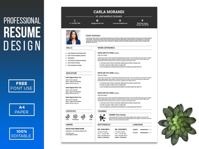 UI/UX 设计师可编辑简历模板(UI/UX Designer Editable  Resume Template)