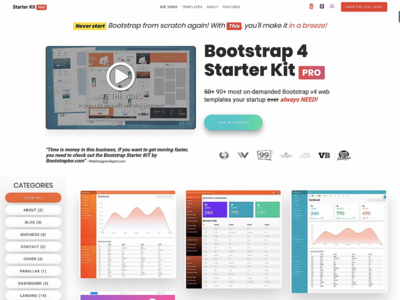 Bootstrap 4 Starter Kit Pro（100 页捆绑包）(Bootstrap 4 Starter Kit Pro (100 pages bundle))