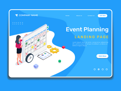 活动策划插图概念。登陆页面模板(Event planning illustration concept. Landing page template)