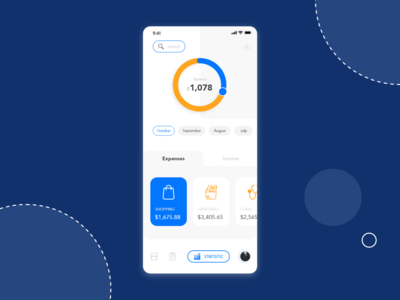 预算管理应用程序的统计屏幕设计概念(Statistic screen design concept for Budget Management app)