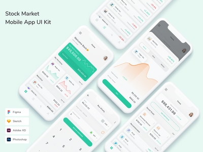 股市移动应用程序 UI 套件(Stock Market Mobile App UI Kit)