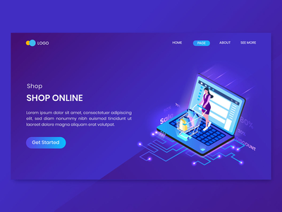 购物等距概念登陆页面(Shopping Isometric Concept Landing Page)