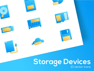 存储设备图标集(Storage Devices Icons Set)