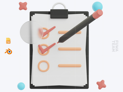 购物清单 - 3D 电子商务图标包（正面）(Shopping list- 3D Ecommerce Icon Pack (front))