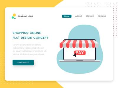 登陆页面的在线购物平面设计概念(Shopping Online flat design concept for Landing page)