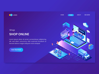 在线购物等距概念登陆页面(Shopping Online Isometric Concept Landing Page)