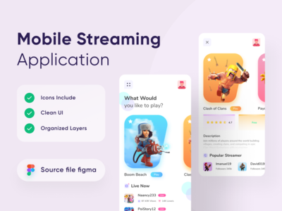 游戏流媒体应用程序 UI 套件(Game Streaming App UI kit)