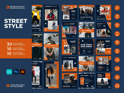 Instagram Engagement - 街头风格社交媒体模板(Instagram Engagement - Street Style Social Media Template)