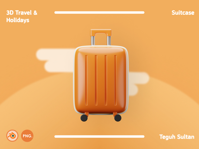 3D 旅行和假期插图包 - 手提箱(3D Travel and Holidays Illustration Pack - Suitcase)