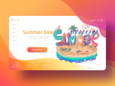 每个人都在夏季海滩享受登陆页面网站的插图(illustration of everyone enjoy in summer beach for Landing page website)