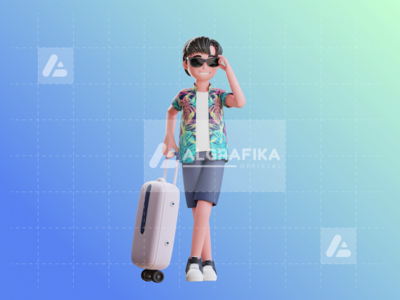 3d 夏天男性角色插图(3D Summer Male Character Illustration)