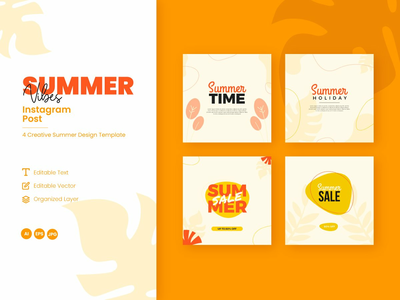 Summer Vibes Instagram 帖子模板(Summer Vibes Instagram Post Template)