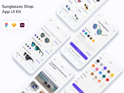 太阳镜商店应用程序 UI 套件(Sunglasses Shop App UI Kit)
