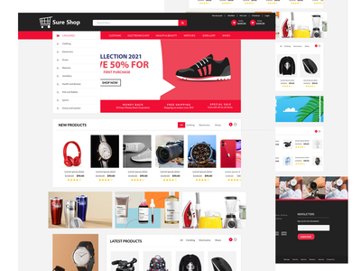 确定商店网站模板 PSD(Sure Shop Website Template PSD)