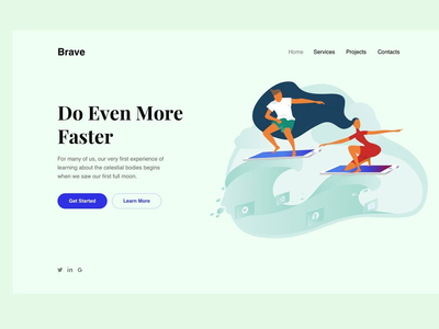 冲浪者登陆页面插图(Surfers Landing Page Illustration)