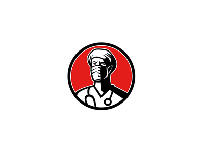 外戴面罩圆形吉祥物(Surgeon Wearing Face Mask Circle Mascot)