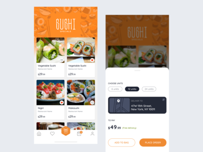 寿司餐厅应用程序 - 用 Figma 制作(Sushi Restaurant App - Made with Figma)
