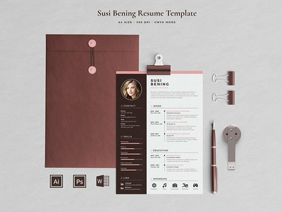 女性简历模板贝宁(Feminine Resume Template Bening)