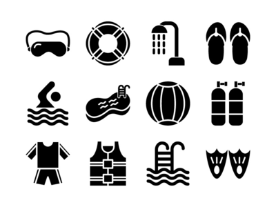 游泳图标集字形(Swim Icon Set Glyph)