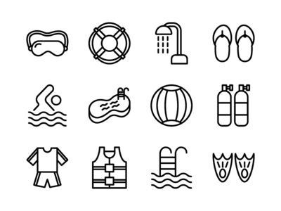游泳图标集大纲(Swim Icon Set Outline)