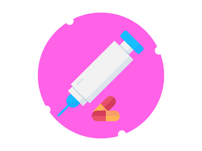 注射器和物体平面图标(Syringe & medicine flat icon)
