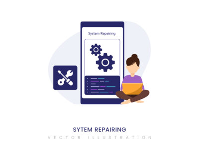 系统修复矢量图(System Repairing vector illustration)