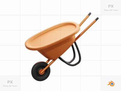 Tanduran - 3D 农业插图包/独轮车(Tanduran - 3D Agriculture Illustration Pack / Wheelbarrow)