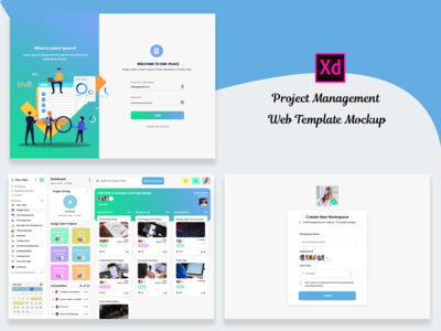 项目管理网页模板样机(Project Management Web Template Mockup)