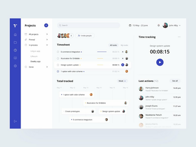 Taskee 时间跟踪仪表板设计(Taskee time tracking Dashboard Design)