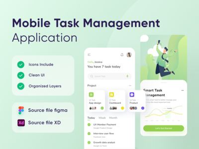 任务管理应用程序 UI 套件(Task Management App UI kit)