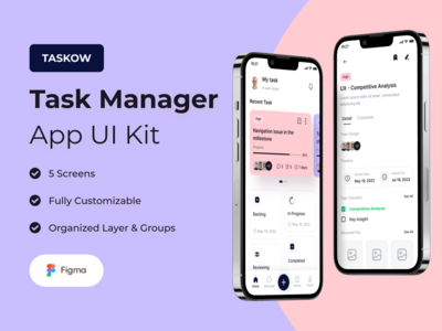 TASKOW - 任务管理器应用程序 UI 工具包(TASKOW - Task Manager App UI Kit)