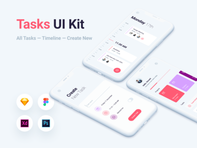 待办事项移动应用程序 UI 工具包模板(To-Do Tasks Mobile App UI Kit Template)
