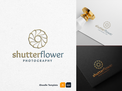 快门花标志模板(Shutter flower logo template)