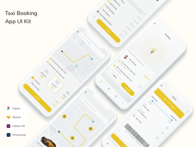 出租车预订应用程序 UI 套件(Taxi Booking App UI Kit)