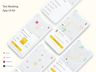 出租车预订应用程序 UI 套件(Taxi Booking App UI Kit)