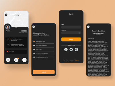 出租车预订应用程序黑暗 #8(Taxi Booking App Dark #8)