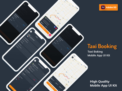 出租车预订移动应用黑暗版（XD）(Taxi Booking Mobile App Dark Version (XD))