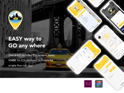 MyCab - 适用于移动应用的出租车应用 UI KIT(MyCab - Taxi app UI KIT for Mobile app)