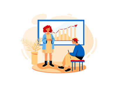 员工在会议室向同事介绍项目(An employee presenting a project to a colleague in a meeting room)