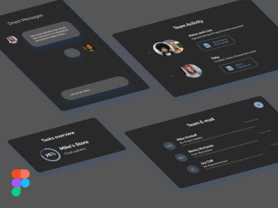 团队管理仪表板组件深色主题(Team Management Dashboard Components Dark Theme)