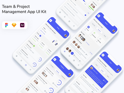 团队和项目管理应用程序 UI 套件(Team & Project Management App UI Kit)