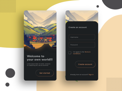 旅游世界注册界面UI(Travel world Sign up screen UI)